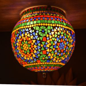 Oosterse plafondlamp Multi-colour glasmozaiek Bol
